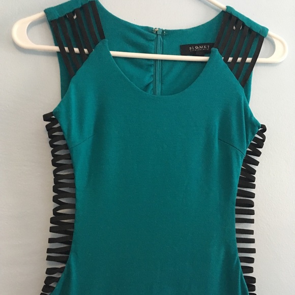 BLQ. MKT Teal Body-con Dress w Cutouts Size Sm - Picture 2 of 8